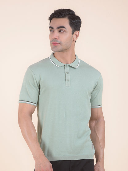 T-Shirt for Men | Breathable & Soft with Color Fastness Regular Fit Polo Neck Cotton Blend Fabric Solid Pattern