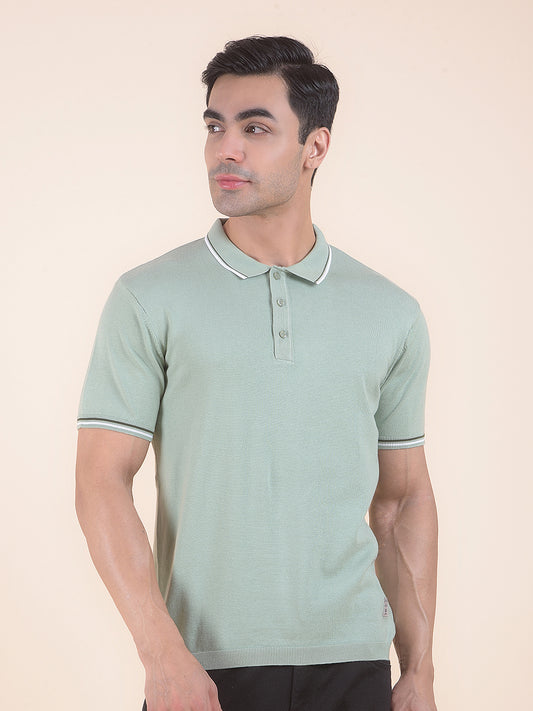 T-Shirt for Men | Breathable & Soft with Color Fastness Regular Fit Polo Neck Cotton Blend Fabric Solid Pattern