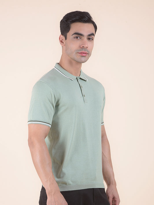T-Shirt for Men | Breathable & Soft with Color Fastness Regular Fit Polo Neck Cotton Blend Fabric Solid Pattern