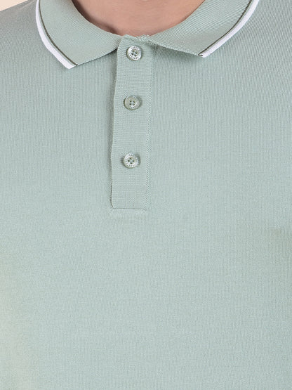 T-Shirt for Men | Breathable & Soft with Color Fastness Regular Fit Polo Neck Cotton Blend Fabric Solid Pattern