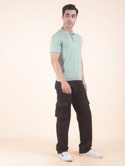 T-Shirt for Men | Breathable & Soft with Color Fastness Regular Fit Polo Neck Cotton Blend Fabric Solid Pattern
