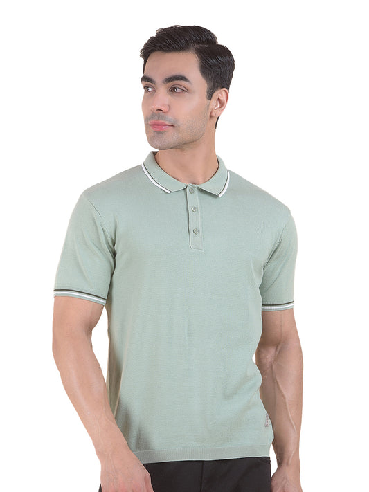 T-Shirt for Men | Breathable & Soft with Color Fastness Regular Fit Polo Neck Cotton Blend Fabric Solid Pattern