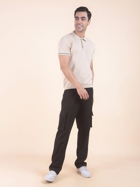 T-Shirt for Men | Breathable & Soft with Color Fastness Regular Fit Polo Neck Cotton Blend Fabric Solid Pattern
