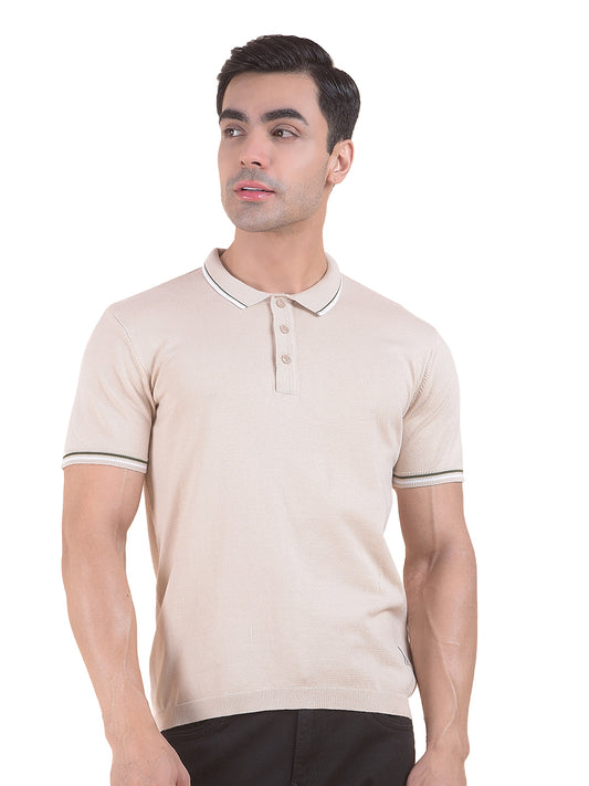 T-Shirt for Men | Breathable & Soft with Color Fastness Regular Fit Polo Neck Cotton Blend Fabric Solid Pattern