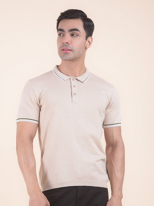 T-Shirt for Men | Breathable & Soft with Color Fastness Regular Fit Polo Neck Cotton Blend Fabric Solid Pattern