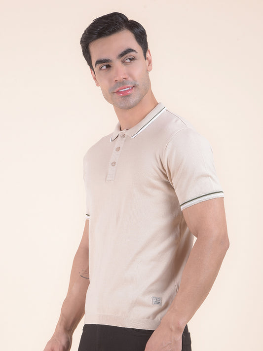 T-Shirt for Men | Breathable & Soft with Color Fastness Regular Fit Polo Neck Cotton Blend Fabric Solid Pattern