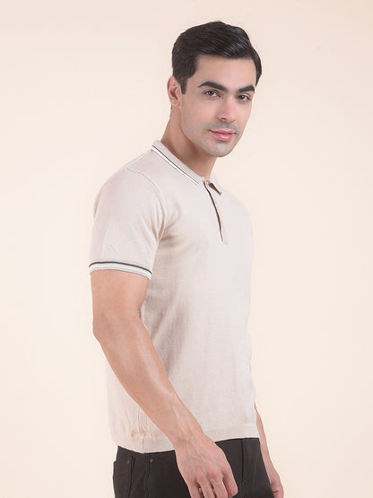 T-Shirt for Men | Breathable & Soft with Color Fastness Regular Fit Polo Neck Cotton Blend Fabric Solid Pattern