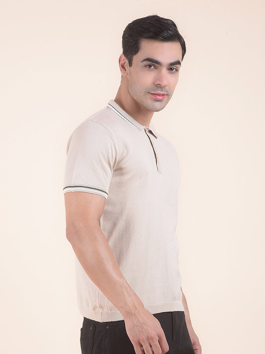 T-Shirt for Men | Breathable & Soft with Color Fastness Regular Fit Polo Neck Cotton Blend Fabric Solid Pattern