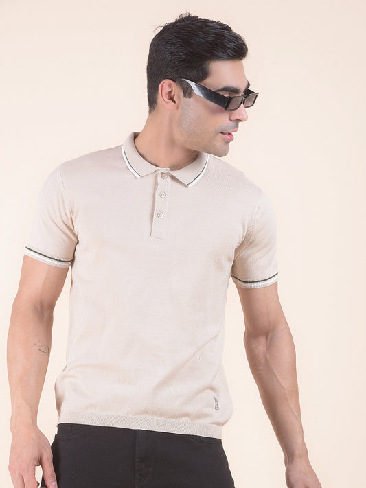 T-Shirt for Men | Breathable & Soft with Color Fastness Regular Fit Polo Neck Cotton Blend Fabric Solid Pattern