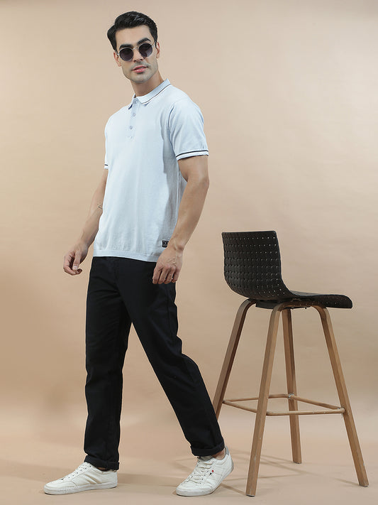 T-Shirt for Men | Breathable & Soft with Color Fastness Regular Fit Polo Neck Cotton Blend Fabric Solid Pattern