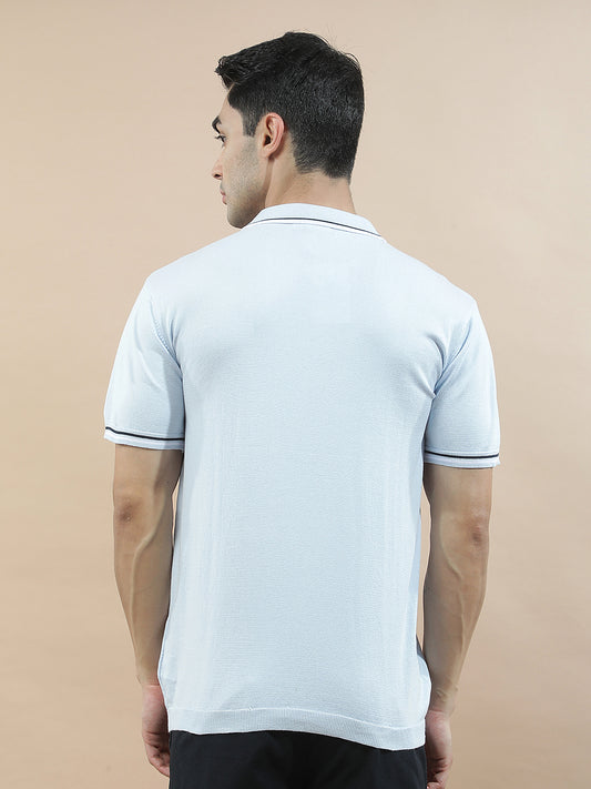 T-Shirt for Men | Breathable & Soft with Color Fastness Regular Fit Polo Neck Cotton Blend Fabric Solid Pattern