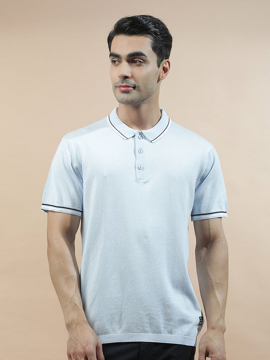 T-Shirt for Men | Breathable & Soft with Color Fastness Regular Fit Polo Neck Cotton Blend Fabric Solid Pattern