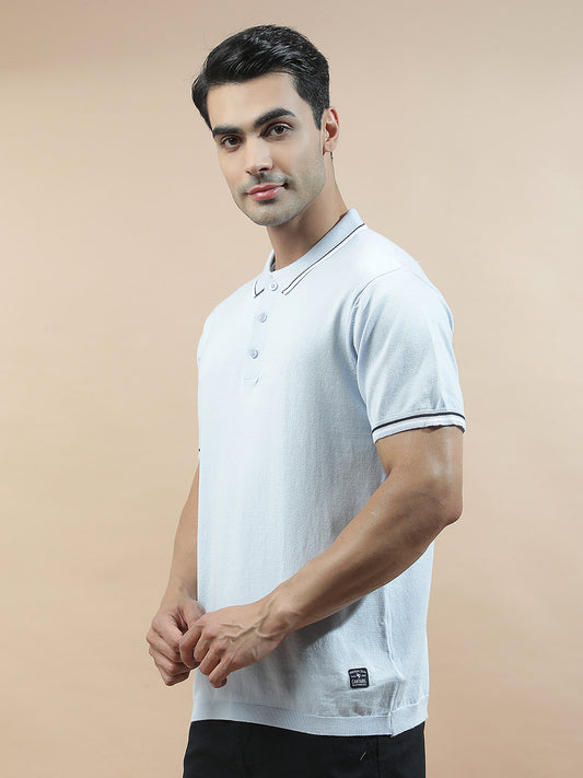T-Shirt for Men | Breathable & Soft with Color Fastness Regular Fit Polo Neck Cotton Blend Fabric Solid Pattern