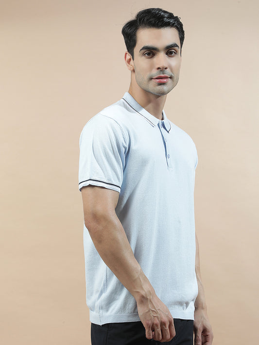 T-Shirt for Men | Breathable & Soft with Color Fastness Regular Fit Polo Neck Cotton Blend Fabric Solid Pattern