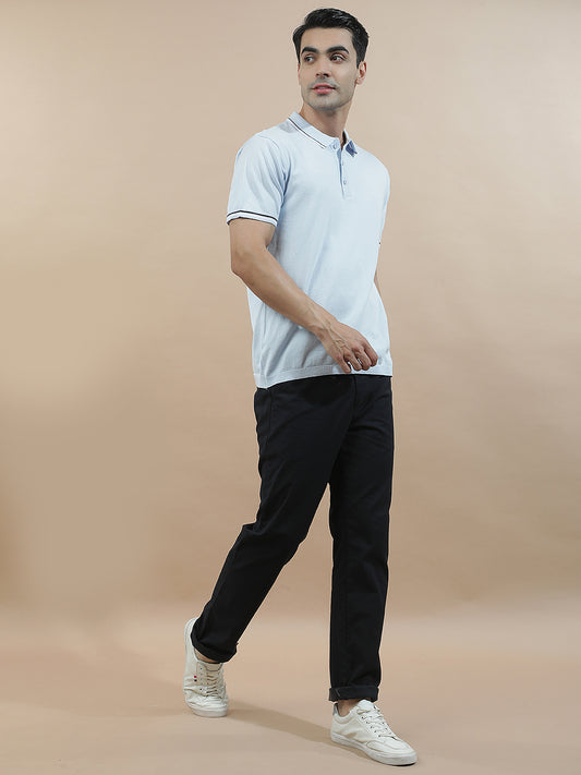 T-Shirt for Men | Breathable & Soft with Color Fastness Regular Fit Polo Neck Cotton Blend Fabric Solid Pattern