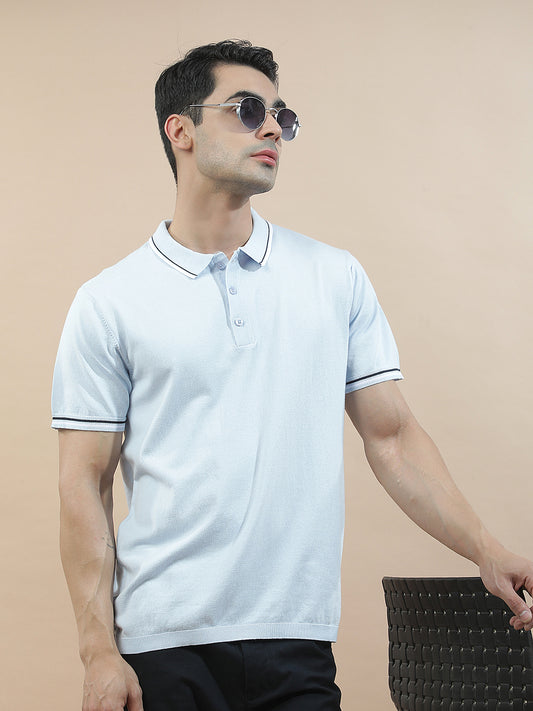 T-Shirt for Men | Breathable & Soft with Color Fastness Regular Fit Polo Neck Cotton Blend Fabric Solid Pattern
