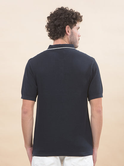 T-Shirt for Men | Breathable & Soft with Color Fastness Regular Fit Polo Neck Cotton Blend Fabric Striped Pattern