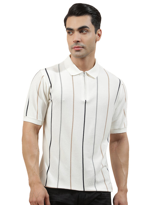 T-Shirt for Men | Breathable & Soft with Color Fastness Regular Fit Polo Neck Cotton Blend Fabric Solid Pattern