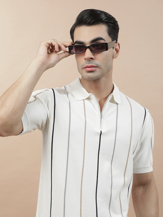 T-Shirt for Men | Breathable & Soft with Color Fastness Regular Fit Polo Neck Cotton Blend Fabric Solid Pattern