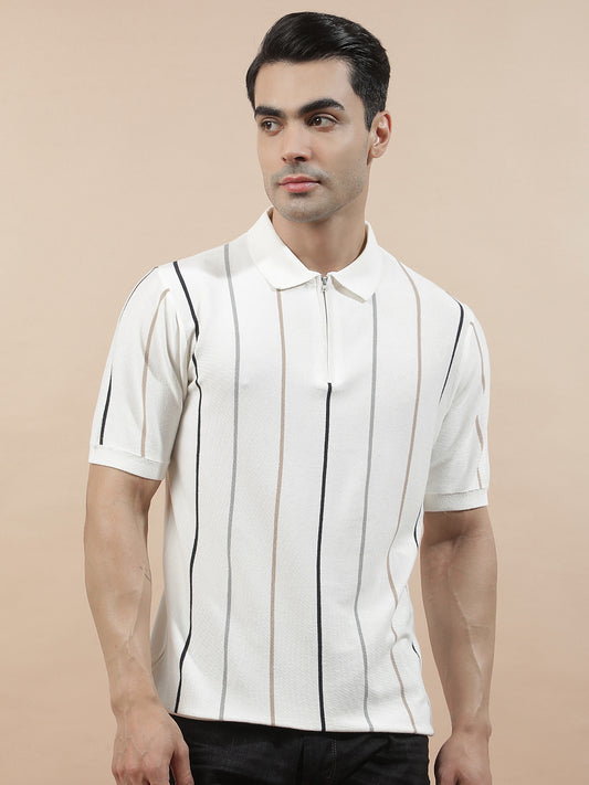 T-Shirt for Men | Breathable & Soft with Color Fastness Regular Fit Polo Neck Cotton Blend Fabric Solid Pattern