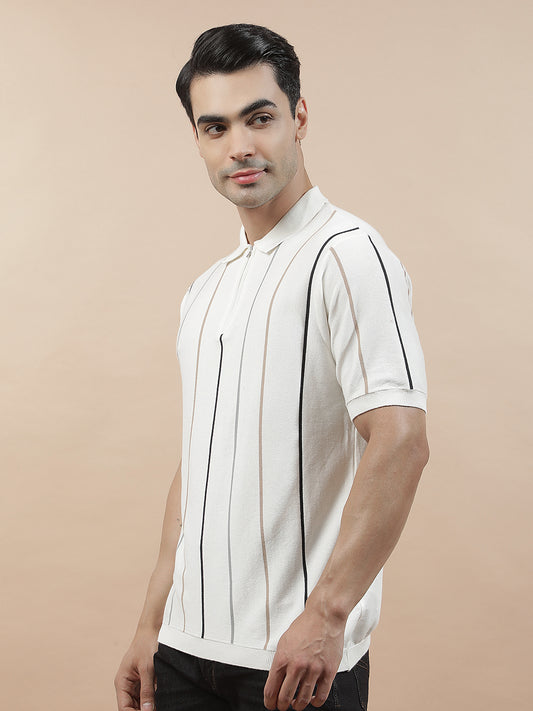 T-Shirt for Men | Breathable & Soft with Color Fastness Regular Fit Polo Neck Cotton Blend Fabric Solid Pattern