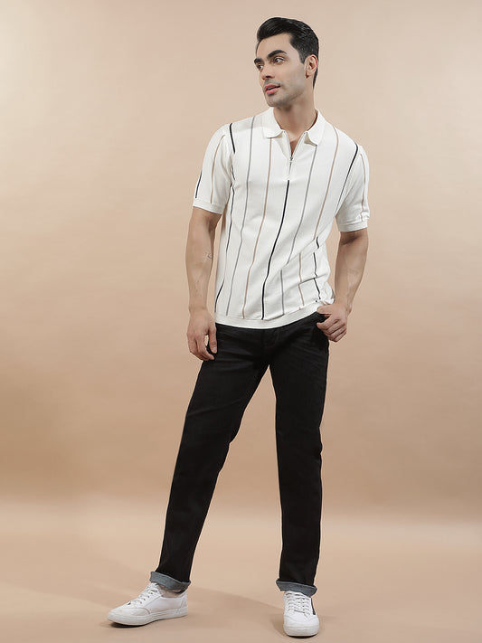 T-Shirt for Men | Breathable & Soft with Color Fastness Regular Fit Polo Neck Cotton Blend Fabric Solid Pattern