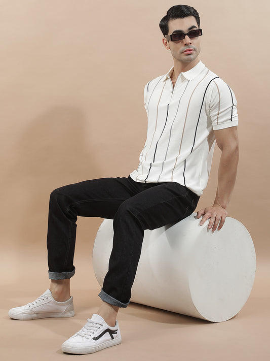 T-Shirt for Men | Breathable & Soft with Color Fastness Regular Fit Polo Neck Cotton Blend Fabric Solid Pattern
