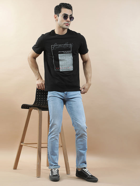 T-Shirt for Men | Breathable & Soft with Color Fastness Regular Fit Round Neck Poly Cotton Fabric Printed Pattern
