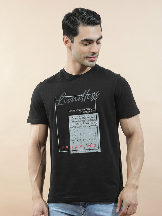 T-Shirt for Men | Breathable & Soft with Color Fastness Regular Fit Round Neck Poly Cotton Fabric Printed Pattern
