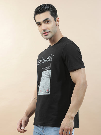 T-Shirt for Men | Breathable & Soft with Color Fastness Regular Fit Round Neck Poly Cotton Fabric Printed Pattern