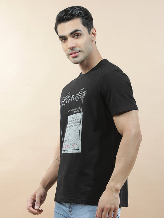 T-Shirt for Men | Breathable & Soft with Color Fastness Regular Fit Round Neck Poly Cotton Fabric Printed Pattern