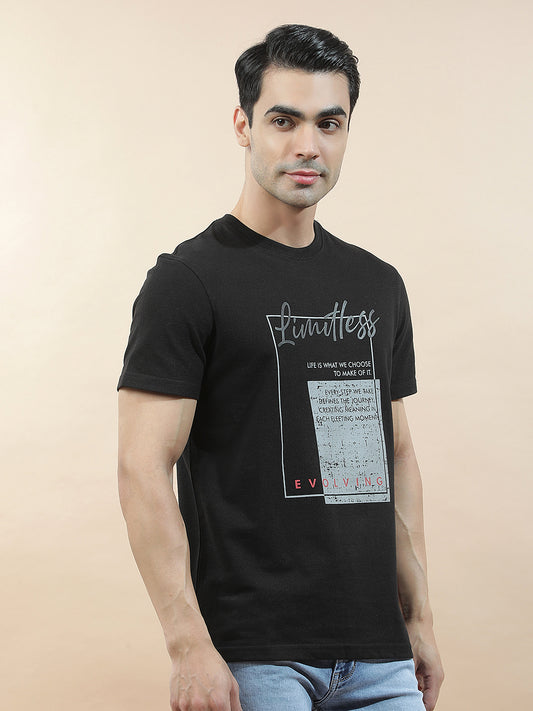 T-Shirt for Men | Breathable & Soft with Color Fastness Regular Fit Round Neck Poly Cotton Fabric Printed Pattern