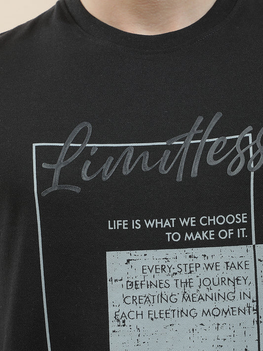 T-Shirt for Men | Breathable & Soft with Color Fastness Regular Fit Round Neck Poly Cotton Fabric Printed Pattern