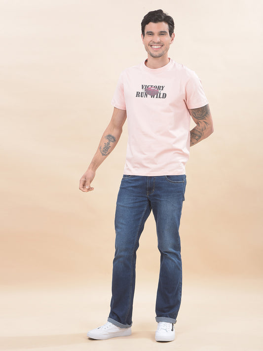 T-Shirt for Men | Breathable & Soft with Color Fastness Regular Fit Round Neck Cotton Blend Fabric Printed Pattern