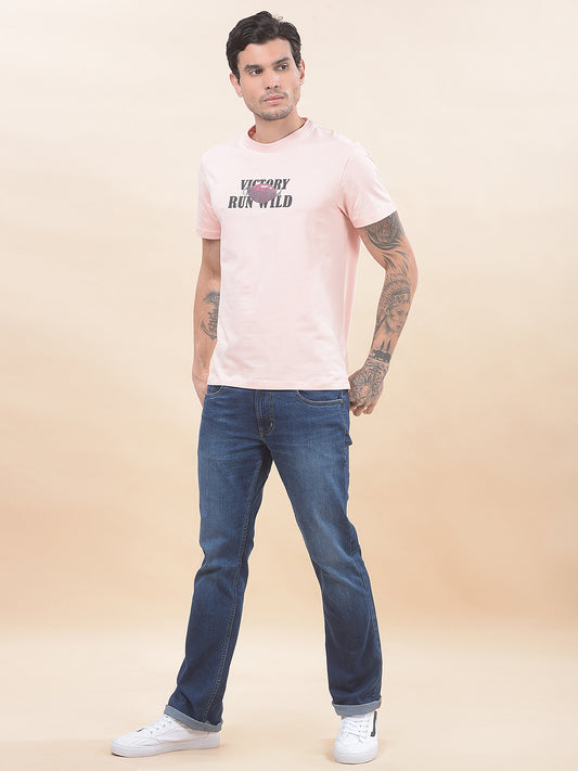 T-Shirt for Men | Breathable & Soft with Color Fastness Regular Fit Round Neck Cotton Blend Fabric Printed Pattern