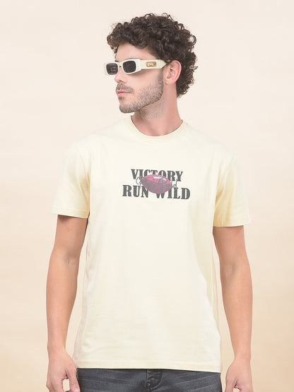 T-Shirt for Men | Breathable & Soft with Color Fastness Regular Fit Round Neck Cotton Blend Fabric Printed Pattern