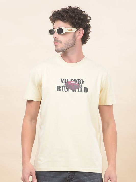 T-Shirt for Men | Breathable & Soft with Color Fastness Regular Fit Round Neck Cotton Blend Fabric Printed Pattern