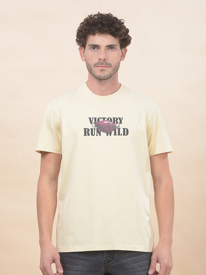 T-Shirt for Men | Breathable & Soft with Color Fastness Regular Fit Round Neck Cotton Blend Fabric Printed Pattern