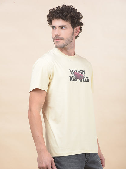 T-Shirt for Men | Breathable & Soft with Color Fastness Regular Fit Round Neck Cotton Blend Fabric Printed Pattern