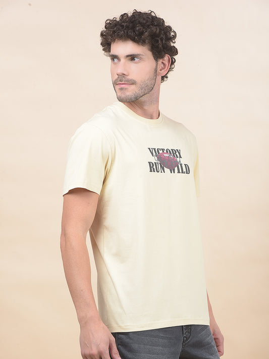 T-Shirt for Men | Breathable & Soft with Color Fastness Regular Fit Round Neck Cotton Blend Fabric Printed Pattern
