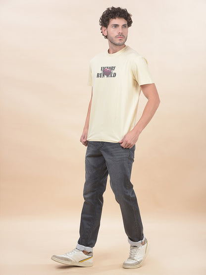 T-Shirt for Men | Breathable & Soft with Color Fastness Regular Fit Round Neck Cotton Blend Fabric Printed Pattern