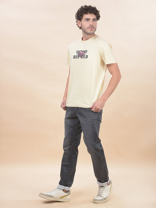 T-Shirt for Men | Breathable & Soft with Color Fastness Regular Fit Round Neck Cotton Blend Fabric Printed Pattern