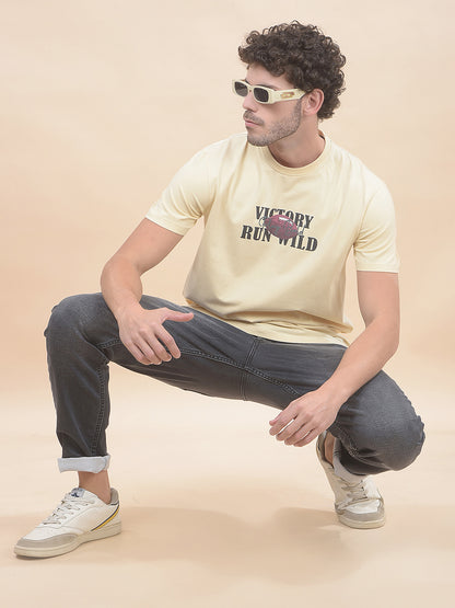 T-Shirt for Men | Breathable & Soft with Color Fastness Regular Fit Round Neck Cotton Blend Fabric Printed Pattern