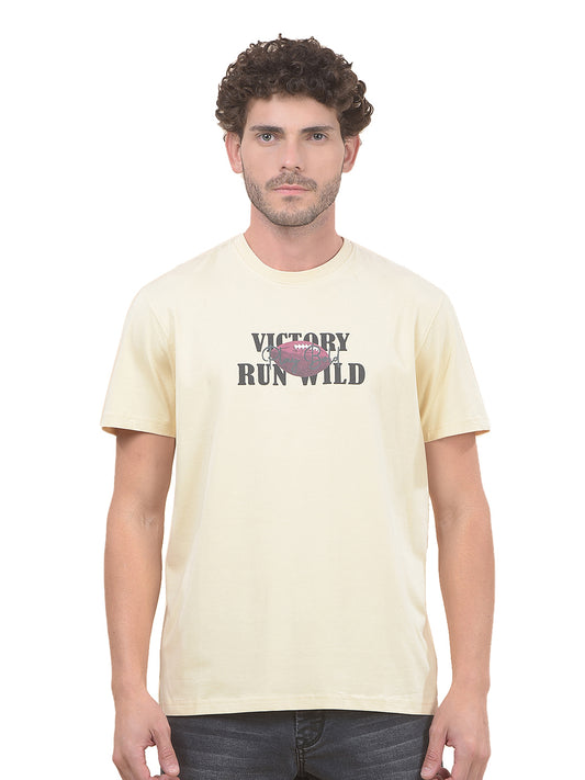 T-Shirt for Men | Breathable & Soft with Color Fastness Regular Fit Round Neck Cotton Blend Fabric Printed Pattern
