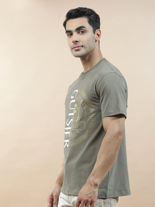 T-Shirt for Men | Breathable & Soft with Color Fastness Regular Fit Round Neck Cotton Blend Fabric Printed Pattern