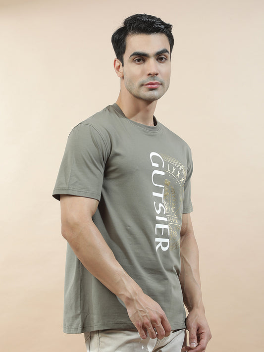 T-Shirt for Men | Breathable & Soft with Color Fastness Regular Fit Round Neck Cotton Blend Fabric Printed Pattern