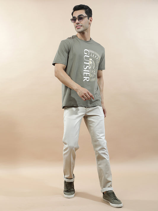 T-Shirt for Men | Breathable & Soft with Color Fastness Regular Fit Round Neck Cotton Blend Fabric Printed Pattern