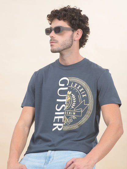 T-Shirt for Men | Breathable & Soft with Color Fastness Regular Fit Round Neck Cotton Blend Fabric Printed Pattern
