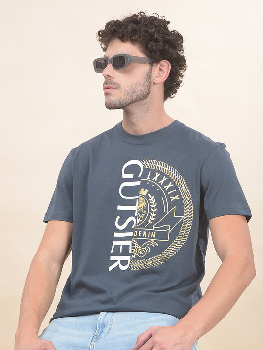 T-Shirt for Men | Breathable & Soft with Color Fastness Regular Fit Round Neck Cotton Blend Fabric Printed Pattern