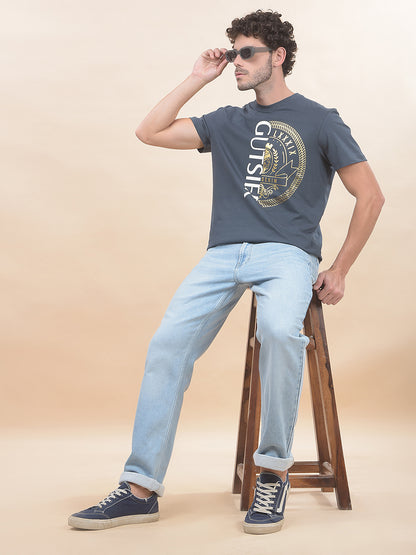 T-Shirt for Men | Breathable & Soft with Color Fastness Regular Fit Round Neck Cotton Blend Fabric Printed Pattern